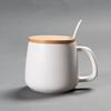 Matte White Ceramic Mug Set with Bamboo Lid & Spoon