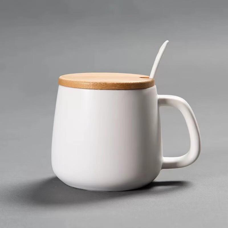 

Matte White Ceramic Mug Set with Bamboo Lid & Spoon