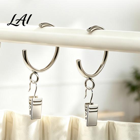 Smooth Gliding Drapery Rings 10Pcs C Shaped Curtain Rings Heavy Duty Bypass Metal for Center Brackets Passing with Eyelets French Return Rods Sliding