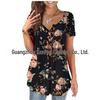 Women Casual Floral Print Short Sleeve Henry Shirt Summer 2025