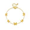 Gold Plated Butterfly Charm Bracelet, Dainty Adjustable Station Chain for Women, Elegant Daily Jewelry