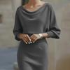 Women's Cowl Neck Bodycon Work Dress 3/4 Batwing Sleeve Stretch Office Church Pencil Dress Formal Party Cocktail Business Outfits