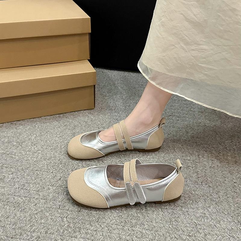 Large Size Women's Shoes Literary Silver Single Shoes Summer New Ugly Cute Velcro Mori Female Style Mary Jane Shoes