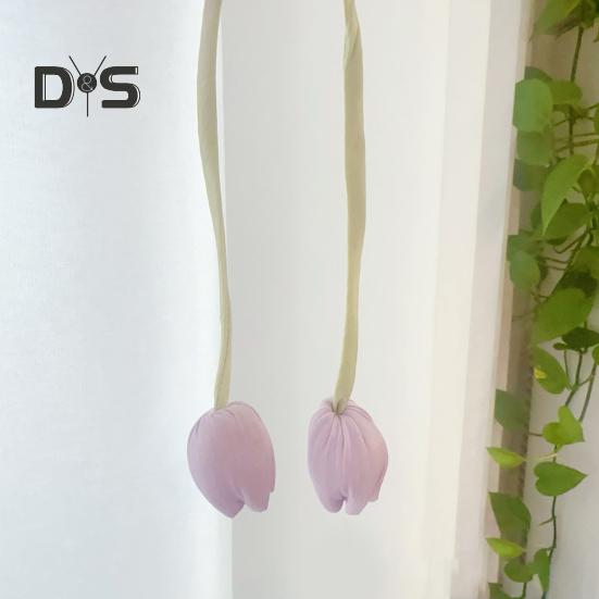 Stužkový popruh s tulipánovými poupaty, látkový, s tulipánovými poupaty, vlasový doplněk, ručně vyrobený, tulipánová spona na závěsy pro DIY projekty, domácí dekorace