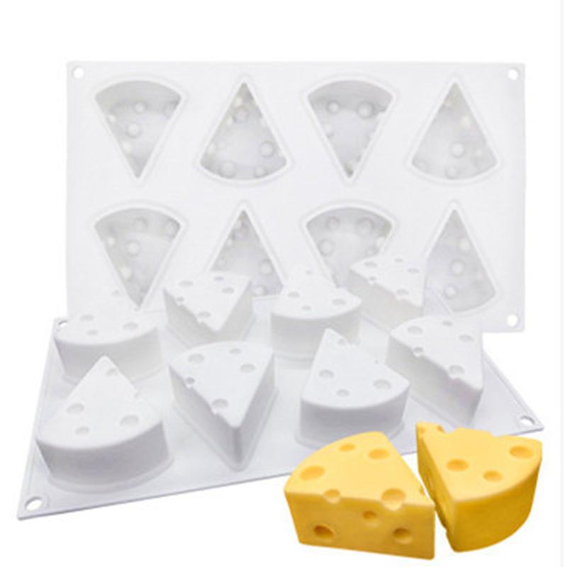 8 Holes Silicone Mold Cheese Shape Mousse Cake Mold Chocolate Fudge Dessert Baking Mould Pastry Cake Decoration Tool Baking Pan