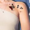 Red Rose Black Butterfly Tattoo Sticker Sweet Cool Waterproof Long-Lasting Shoulder Neck Clavicle Delicate Pattern Sticker