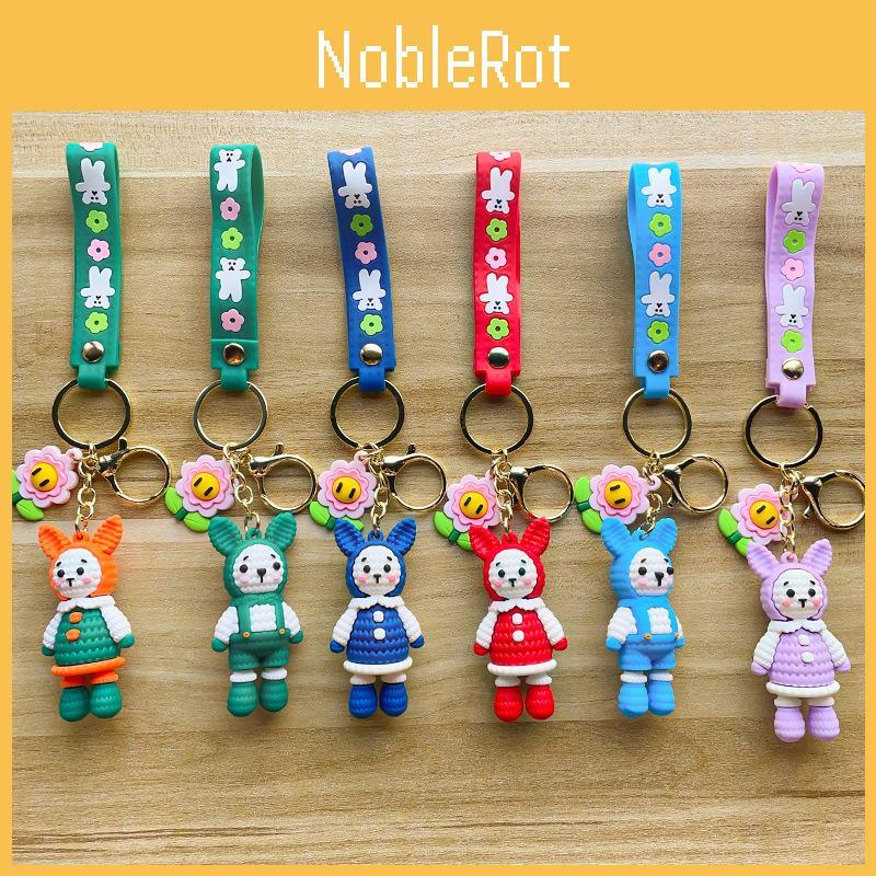 Colorful Knitted Rabbit Keyring Charming Silicone Gift For Parties And Celebrations