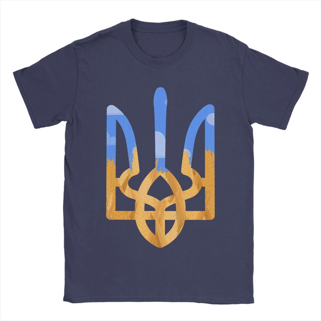 Mens TShirts Ukraine Coat Of Arms Ukrainian Power Vintage Pure Cotton Tees Short Sleeve T Shirt Crewneck Clothing 6XL