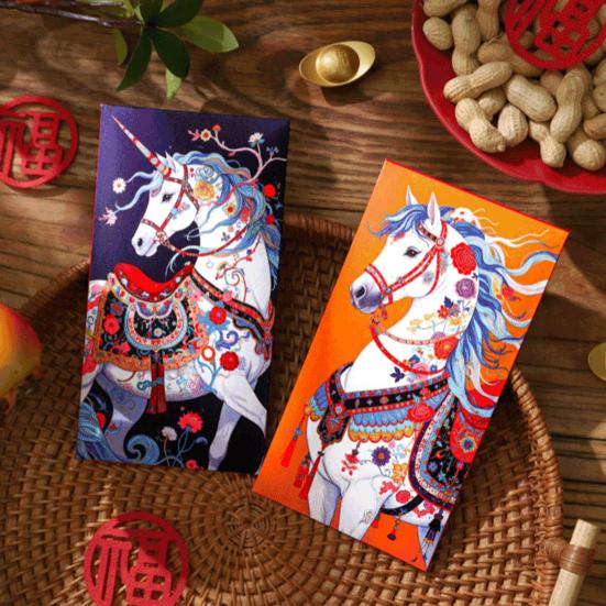 6 Pcs Chinese New Year Red Envelope 2026 Year of The Horse Lucky Money Red Packets Hong Bao for Spring Festival Birthday