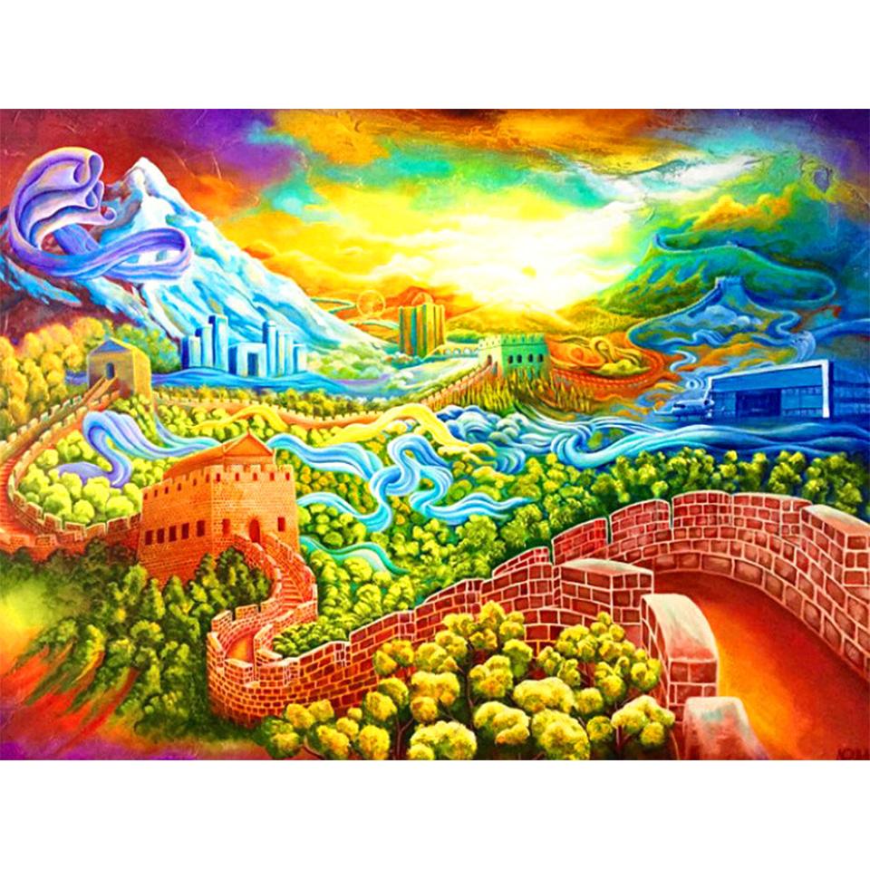 5D DIY Diamond Painting Landscape Scenery Cross Stitch Kit Full Round Rhinestone Embroidery Mosaic Home Decoration Gifts