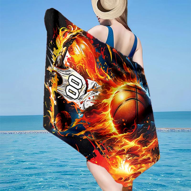 Electric Football Fire Beach Towel, Super Soft Microfiber, Gift for Her/Him, Birthday, for Pool, Beach, Travel, Home Decor Fan gifts