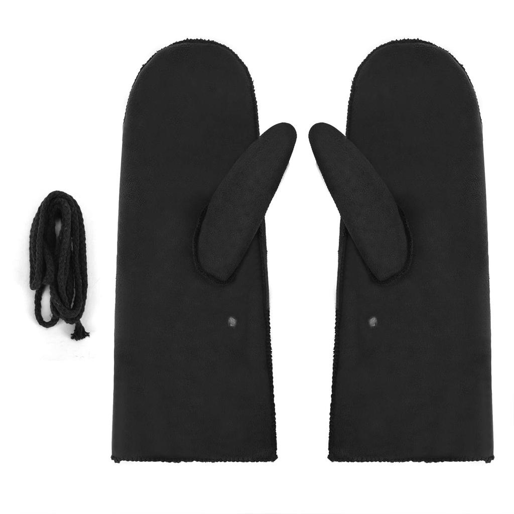PU Leather Mittens with Thick Fleece Perfect for Snow and Winter 3 Colors Drawstring, Lining, Warm, Windproof, Casual, Motorcycle, Ski, Play,