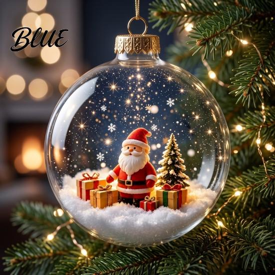 Miniature Christmas Scenes Ball Acrylic Holiday Scene Ornament Mini Glowing Story Light Up Keepsakes Hanging