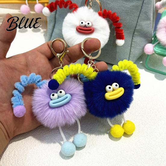 Fluffy Bag Pendants Sausage Mouth Creature Plush Keychain Cartoon Fuzzy Ball Keyring Pendant Women Key Rings Decorative Keychain for Handbags Purses