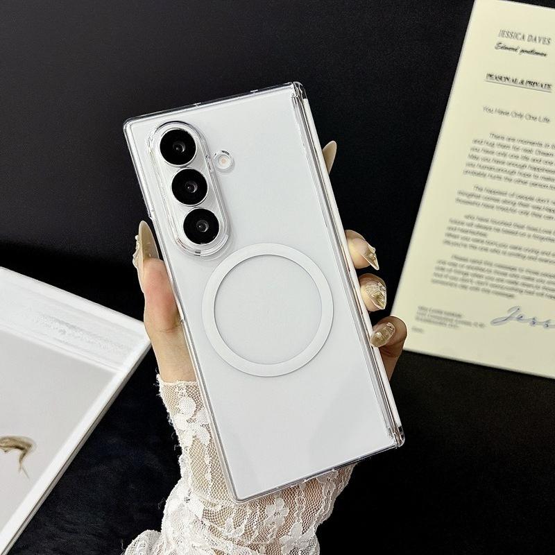 

Suitable for Samsung Zfold7 6 5 Folding Mobile Phone Case Protection Case Simple ZFOLD6 Transparent Magnetic Center Shaft Case Samsung ZFold5