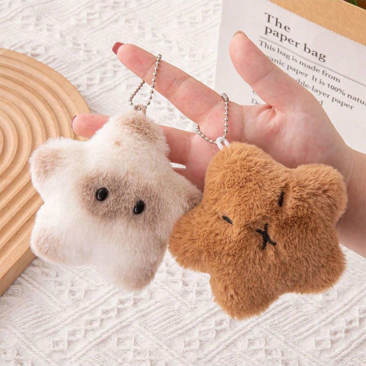 

2pcs Kit Push and Squeak Star Plushie Cute Fidget Stress Relief Plaything Adorable Keychain Accessory for Girls