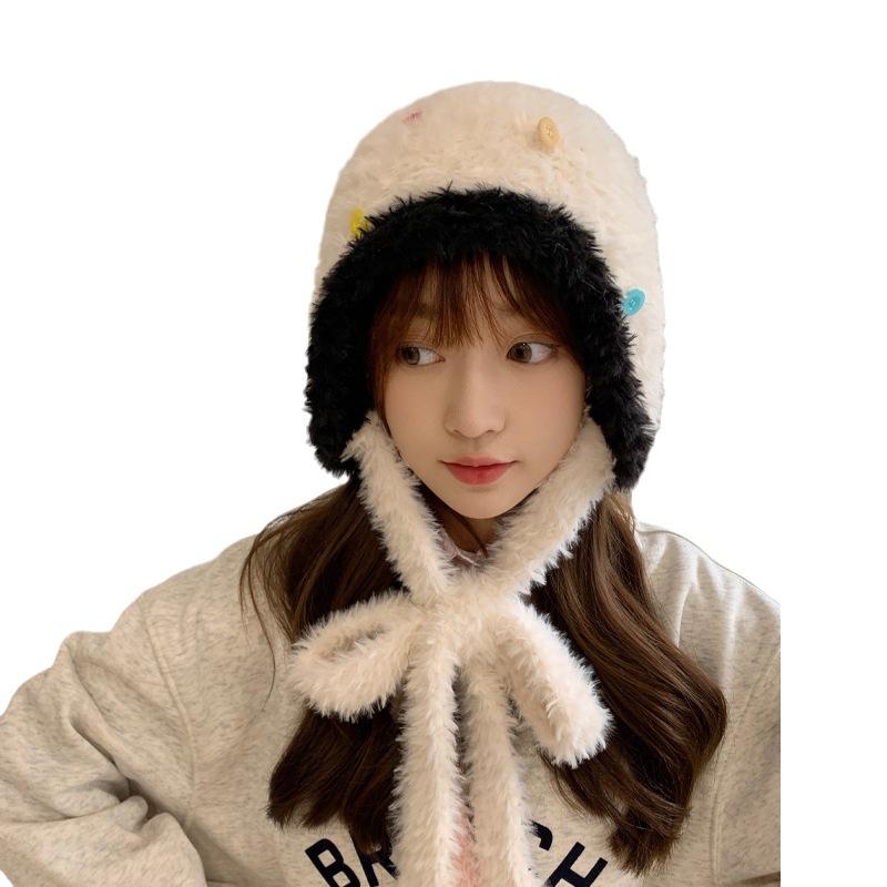 Knitted Wool Hat for Women In Winter Versatile Japanese Soft Girl Furry Warm Bag Hat Big Head Circumference Cold Hat Thick