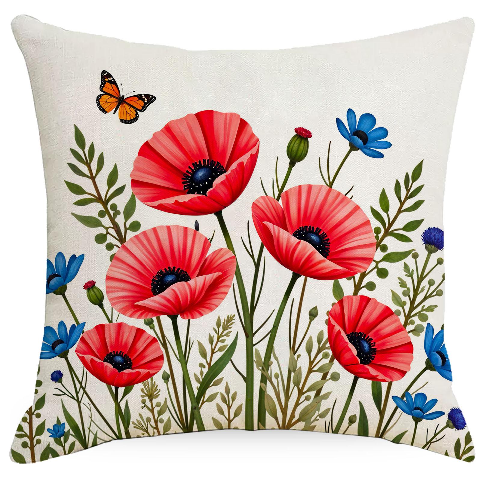 

Spring Sofa Pillow Case Nordic Home Soft Furnishing Plant Print Pillow Bedroom Bedside Cushion Premium Durable 45 * 45Cm