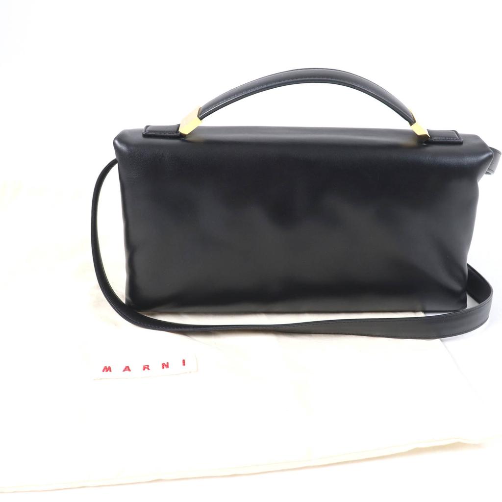 MARNI Shoulder Bag PRISMA puffer 2WAY hand black leather Women BMMP0130U1 Used