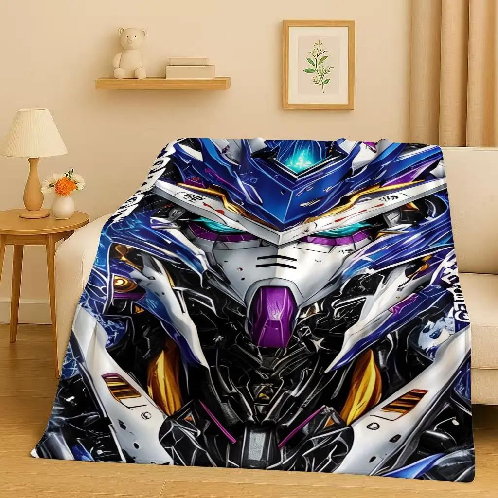 3D Gundam Cartoon Robot Christmas Gift Flannel Blanket,Ultra Soft Warm Plush Throw for Home Bedroom Bed Sofa Cover Office