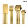 4/6/16/24pcs Gold Stainless Steel Cutlery Household Knife, Fork and Spoon Cutlery Set for Home Restaurant Hotel Party