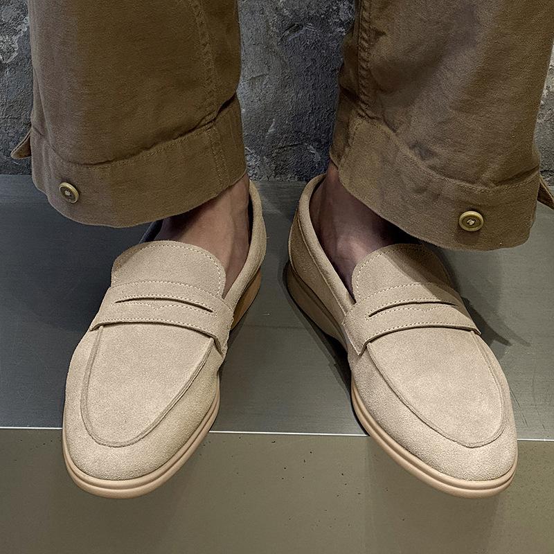 Boken Loafers Suede Handmade Casual Men's Casual Lazy One-pedal Galoshes Work Shoes 8225-J