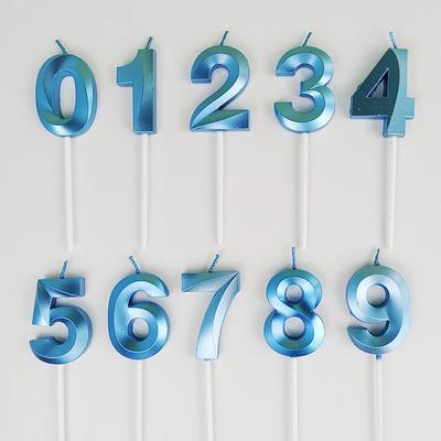 0-9 Numer Candle Pink Blue Happy Birthday 3D Number Candles Cake Topper Decoration Baby Shower Supplies Wedding Party Decor