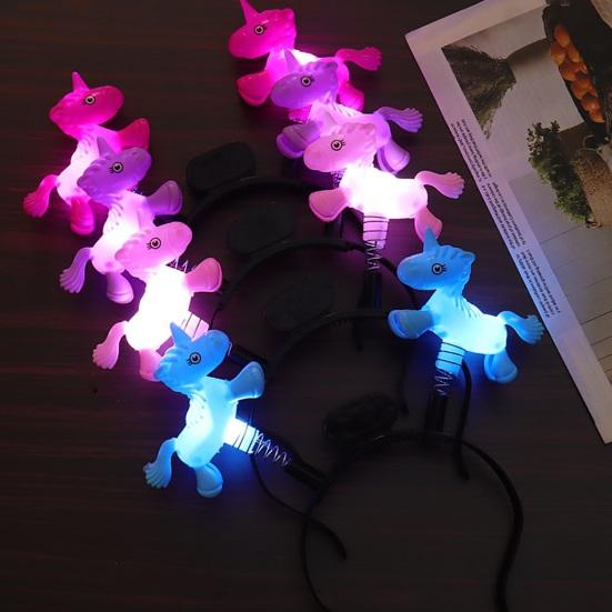 

LED Glow Stick Glowing Horse Headband Luminous Rod Toy Battery Powered Soft Flashing Light Stick for Concerts Parties And Photography B