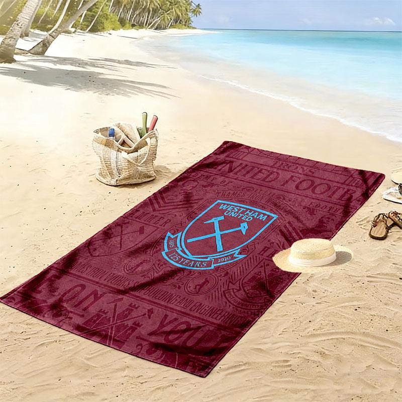 West Ham Logo Aufdruck Strandtuch, Großes Weiches Schnelltrocknendes Handtuch für Strand Camping Schwimmen