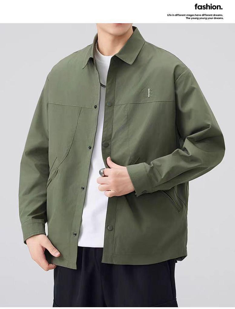 2025 Autumn Men's Japanese Retro Workwear Jacket: Casual Trendy Lapel Outerwear with High-End Feel
