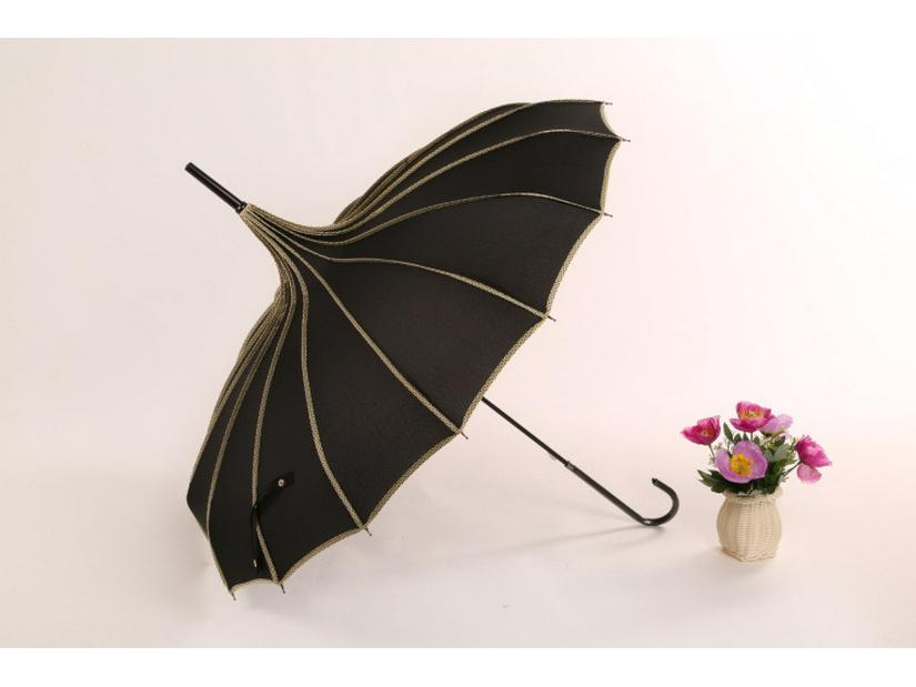 Baota 16-Rib Sun & Rain Bridal Photography Umbrella with Lace Trim and Curved Handle