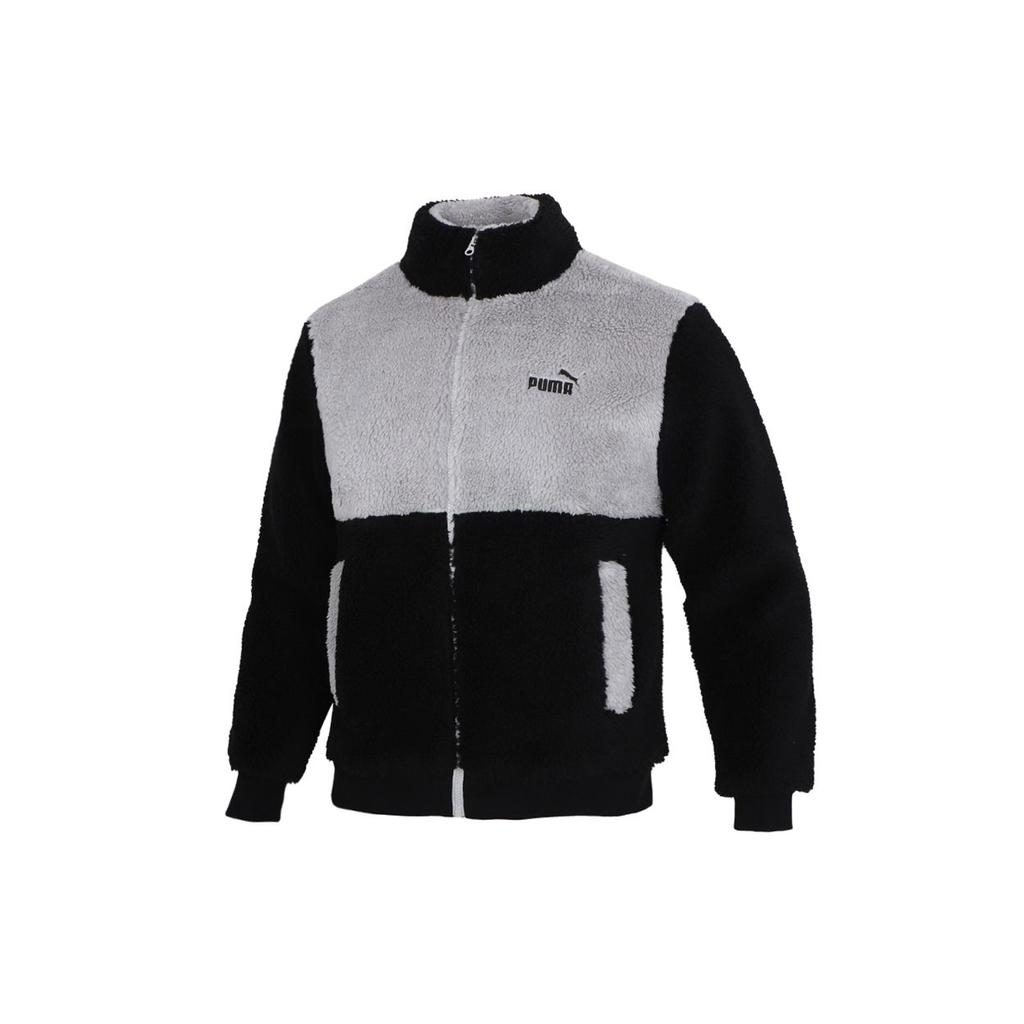 Puma Colorblock Lambswool Warm Sports Jacket With Stand Collar And Logo Men Jackets Black 848954-01