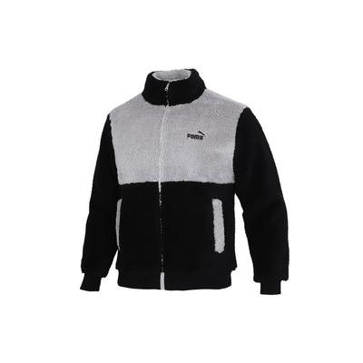 Colorblock Lambswool Warm Sports Jacket With Stand Collar And Logo Men Jackets Black 848954-01