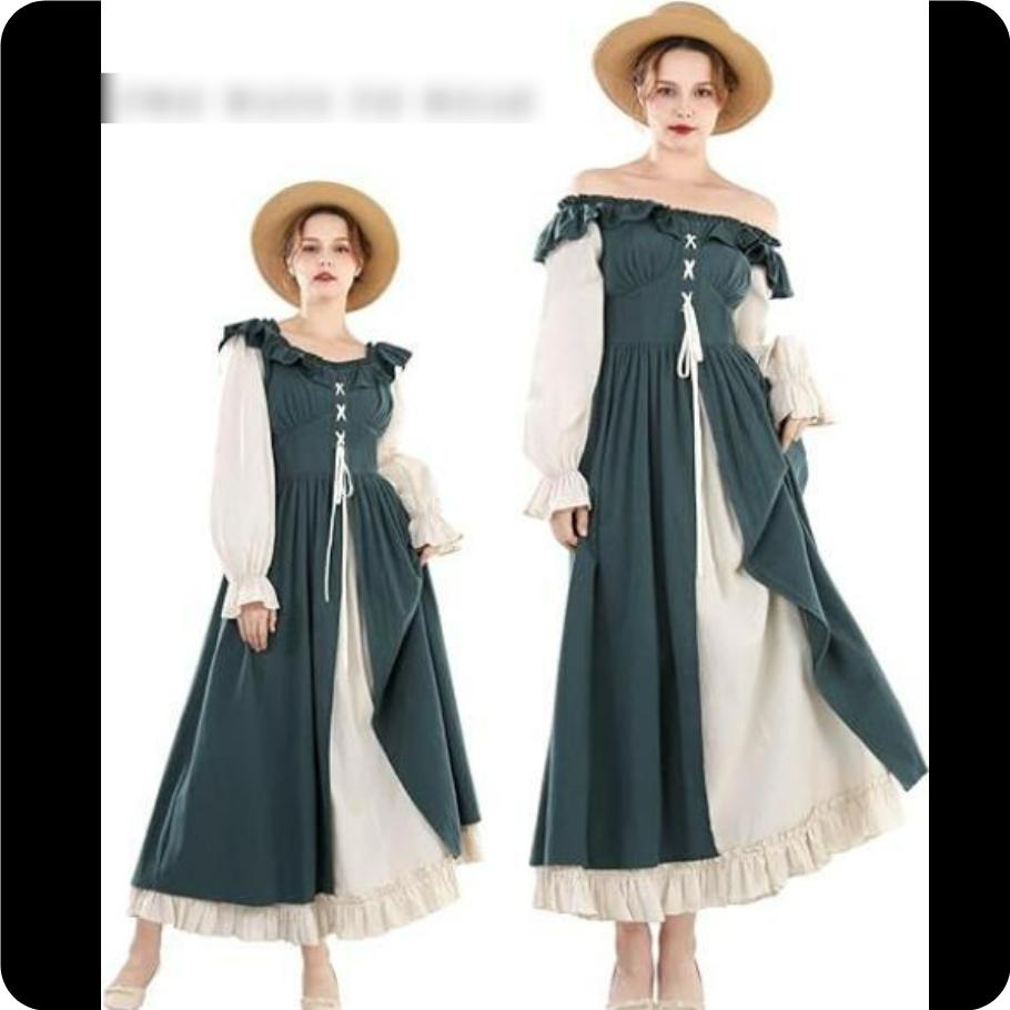 Renaissance Dress Women's Medieval Renaissance Fairy Dress Long Sleeve Irish