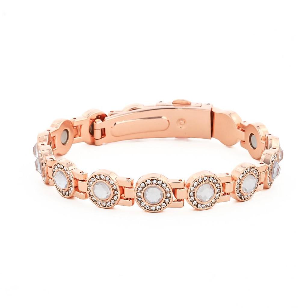 Bracciale Magnetico Eco-friendly Moda Europea & Americana con Pietra Rimovibile e Intarsi di Diamanti; Bracciale da Donna Regolabile in Lega.