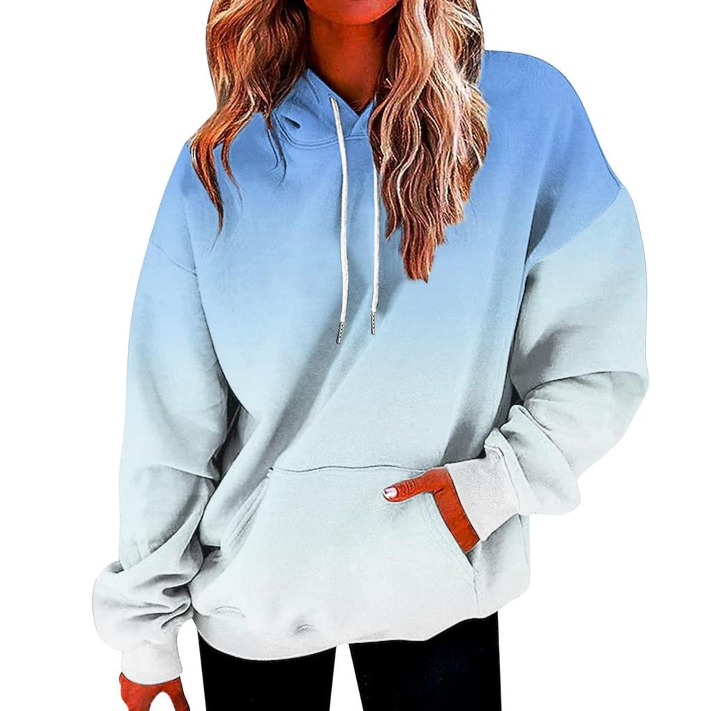 Kids 3D Gradient Printed Long Sleeve Loose Hooded Sweatshirt Simple Girl Casual Long Sleeve Pullover