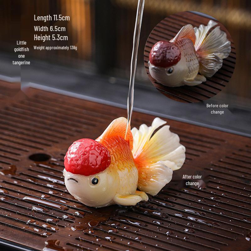 Color-Changing Arowana Tea Pet Ornament: Creative Goldfish Decor for Tea Table Display
