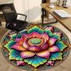 1pc Lotus Mandala Chair Carpet for Office, Round Non Slip Durable Large Size Office Carpet, Suitable for Office