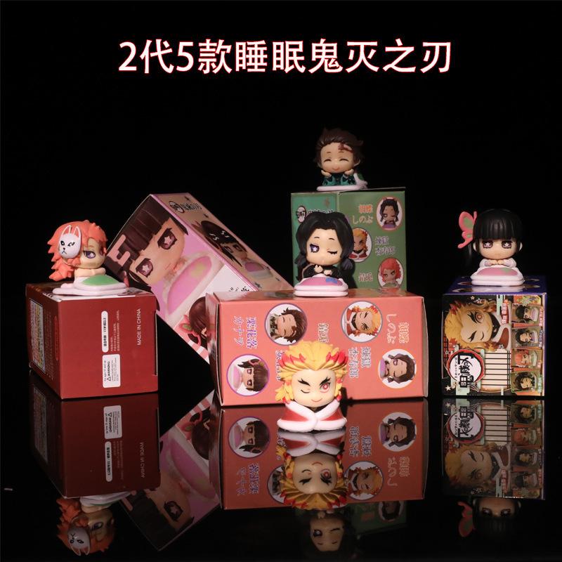 Anime 5 Stück/Set Gashapon Spielzeug Schlaf-Styling-Serie Nezuko Kanroji Mitsuri PVC Figur Modell Dekoration Geschenke für Kinder Erwachsene Kindergeburtstagsgeschenk