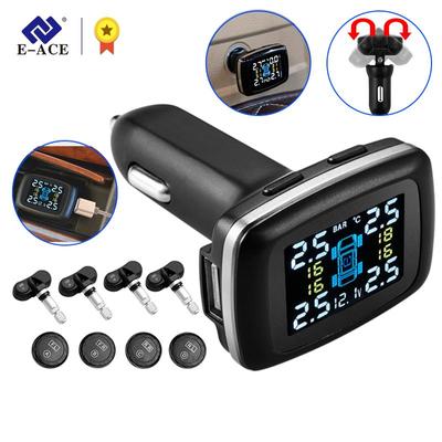 Car TPMS Tire Pressure Monitoring System Smart Display Alarm Monitoring System USB Charging Auto Security With 4 Sensors