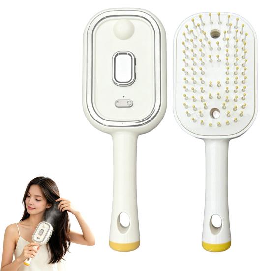 Scalp Massaging Comb Electric Steam Brush with Essence & Measuring Cup, Rechargeable Anti-Static Static Reducing Hair Massager Spray Brush,