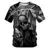 Mens Oversized Skull Print T-Shirt Casual Short Sleeve Cotton Blend Tee Youth Fashion