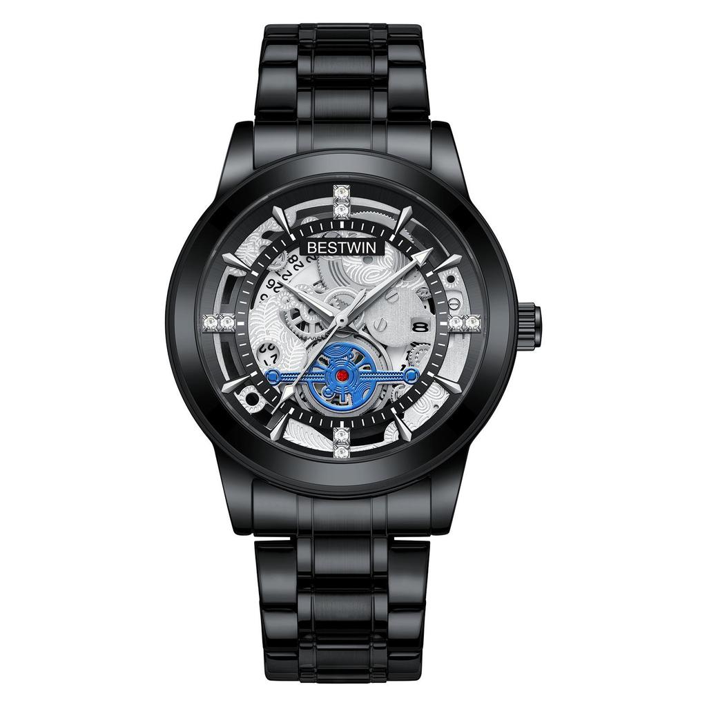 Men's Watches Original Quartz Watches For Men Skeleton Dial Waterproof Luminous Date Watches Luxury Men Stainless Steel Wristwatch
