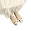 New retro square head soft-soled Doudou shoes spring metal square buckle apricot flat-soled single shoes