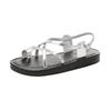 Sheepskin version~ Leather sandals women's summer flat-bottomed versatile set toes crossed with beach Roman shoes