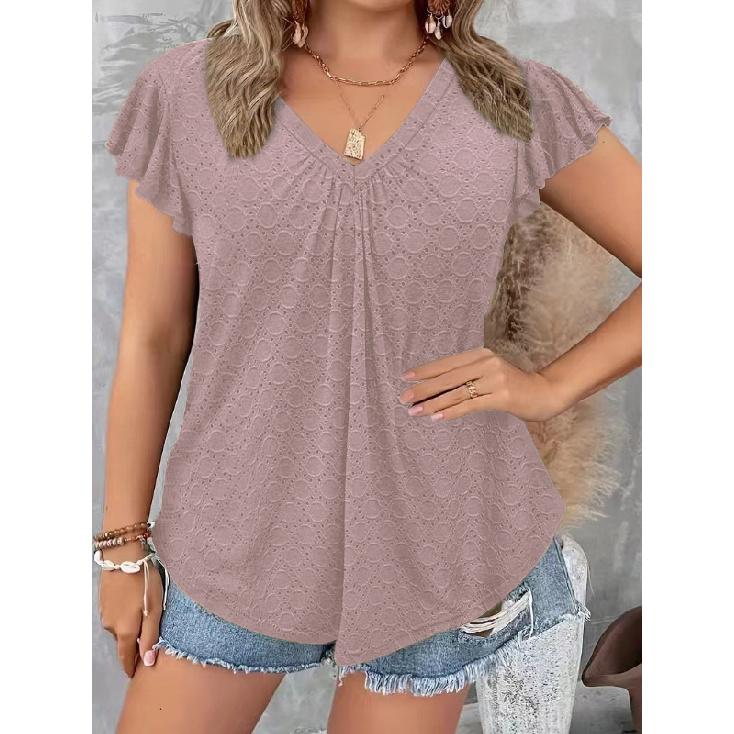 

2026 New Large Size V-Neck Loose Casual Solid Color T-Shirt Women s Short Sleeve Top XL дубильная кора