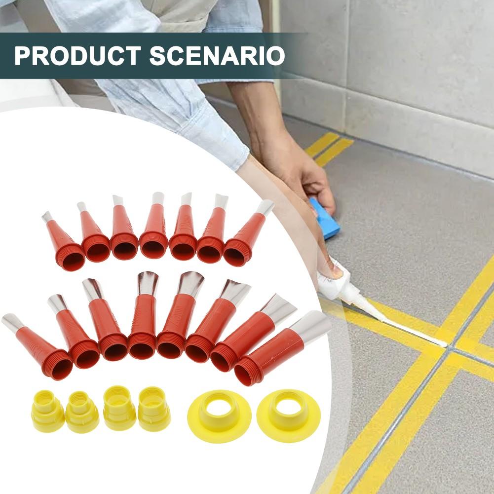 22 Pcs Stainless Steel Caulk Nozzle Applicator with Base Caulking Finisher