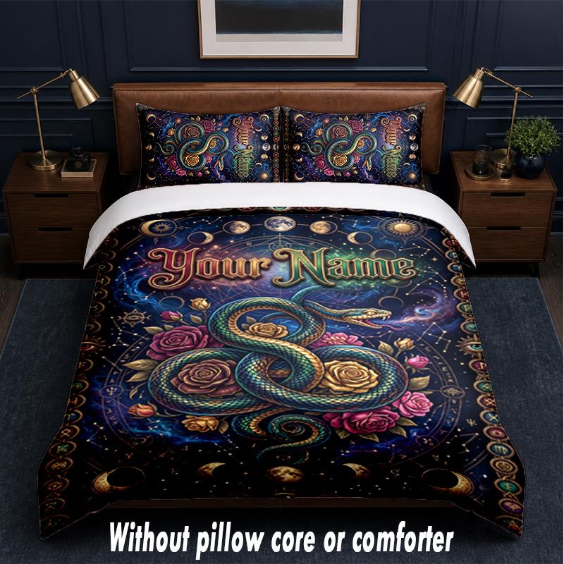 Floral Theme Custom Text Or Name 3Pcs Bedding Set,1 Flat Sheet & 2 Pillowcases Personalized Home Bedding