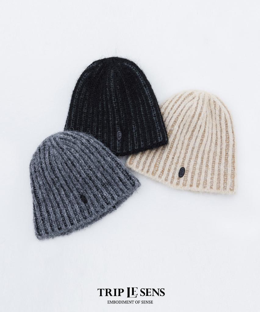 TRIP LE SENS Wool Hair Two-Tone Beanie_Beige