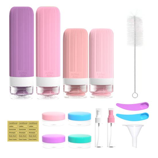 סט 1 60/90 מ"ל בקבוקי נסיעות מסיליקון עמידים לדליפה רב-פעמיים לאחסון קרם פנים, תחליב, קרם הגנה, בקבוק אחסון נייד למילוי חוזר, ריק לכלי רחצה
